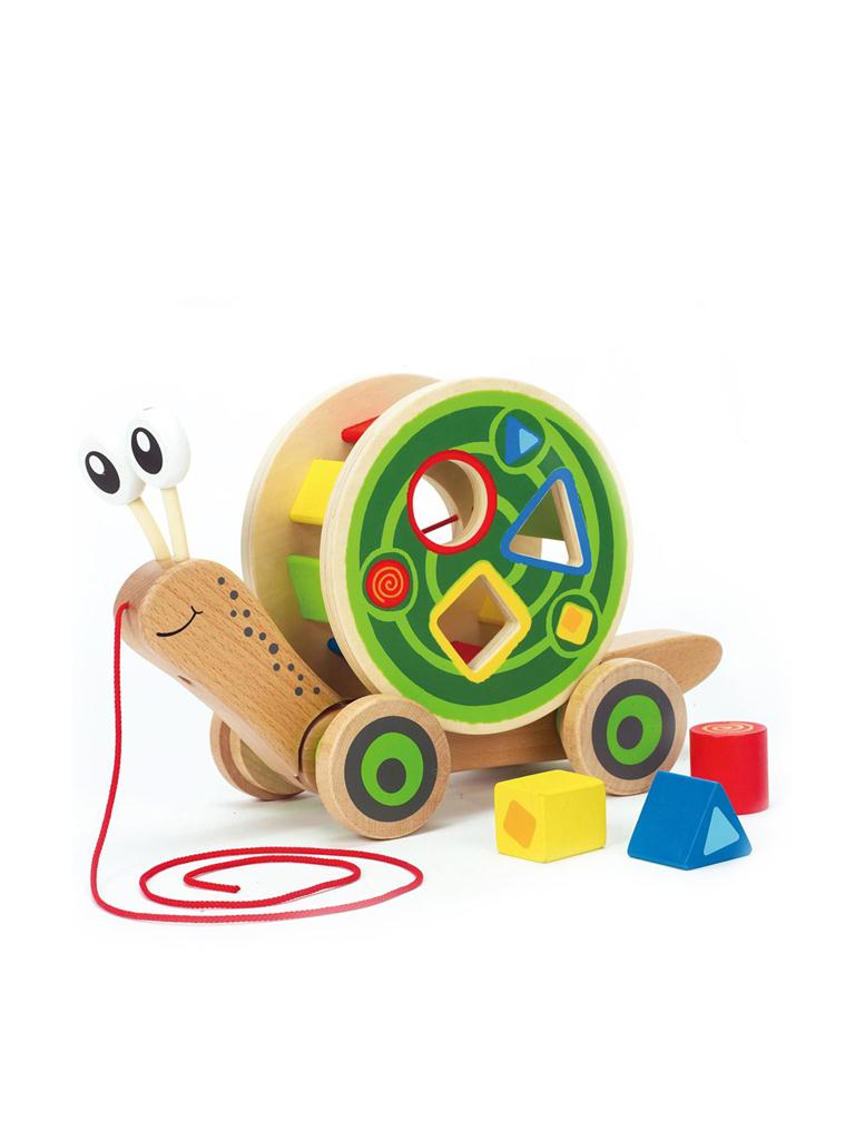 hape 蜗牛拖拉车 儿童玩具 宝宝走路二合一玩法积木拖拉 e0349 多色 1