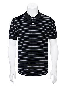 IZOD商务休闲丝光棉经典条纹男士短袖POLO衫1112254230020034[正黑 XS]