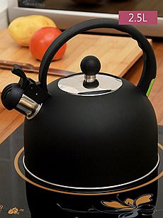 欧润哲 黑色烤漆响水壶 经典款2.5L[黑色 2.5L 长22厘米，宽19.3厘米，高21.2厘米，SS201厚0.35毫米]