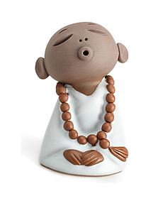 光合生活茶宠摆件 汝窑茶宠 精品小和尚茶玩多造型茶趣茶具配件[月白色 高度约7.5cm]