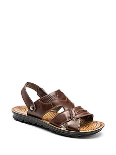 Camel Active骆驼动感 男士棕色真皮露趾舒适套脚两穿休闲沙滩凉拖鞋[棕色 44]