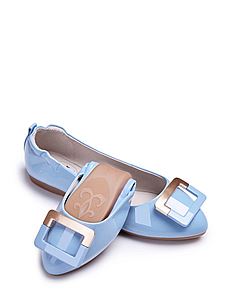 银泰武林店reemoor睿慕拼色方形扣通勤舒卷鞋RM-251292[浅蓝色 34]