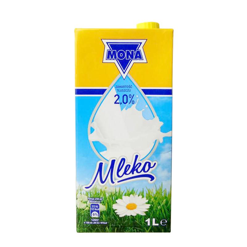 莫娜 波兰原装进口部分脱脂纯牛奶 [1L*12盒\/箱