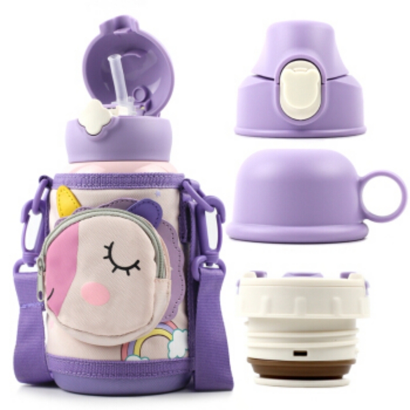 杯具熊 四叶草口袋系列儿童保温杯 一杯三盖 [四叶草独角兽 630ml]