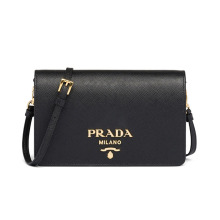 PRADA Prada普拉达 Saffiano黑色牛皮迷你单肩斜挎包 [1BP019-NZV-OOO-F0002]