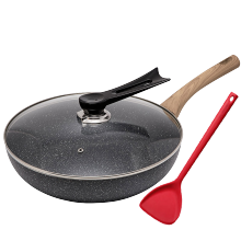 SIRONI意大利原装进口二代麦饭石鎏金系列炒锅家用不粘锅电磁炉燃气灶通用锅